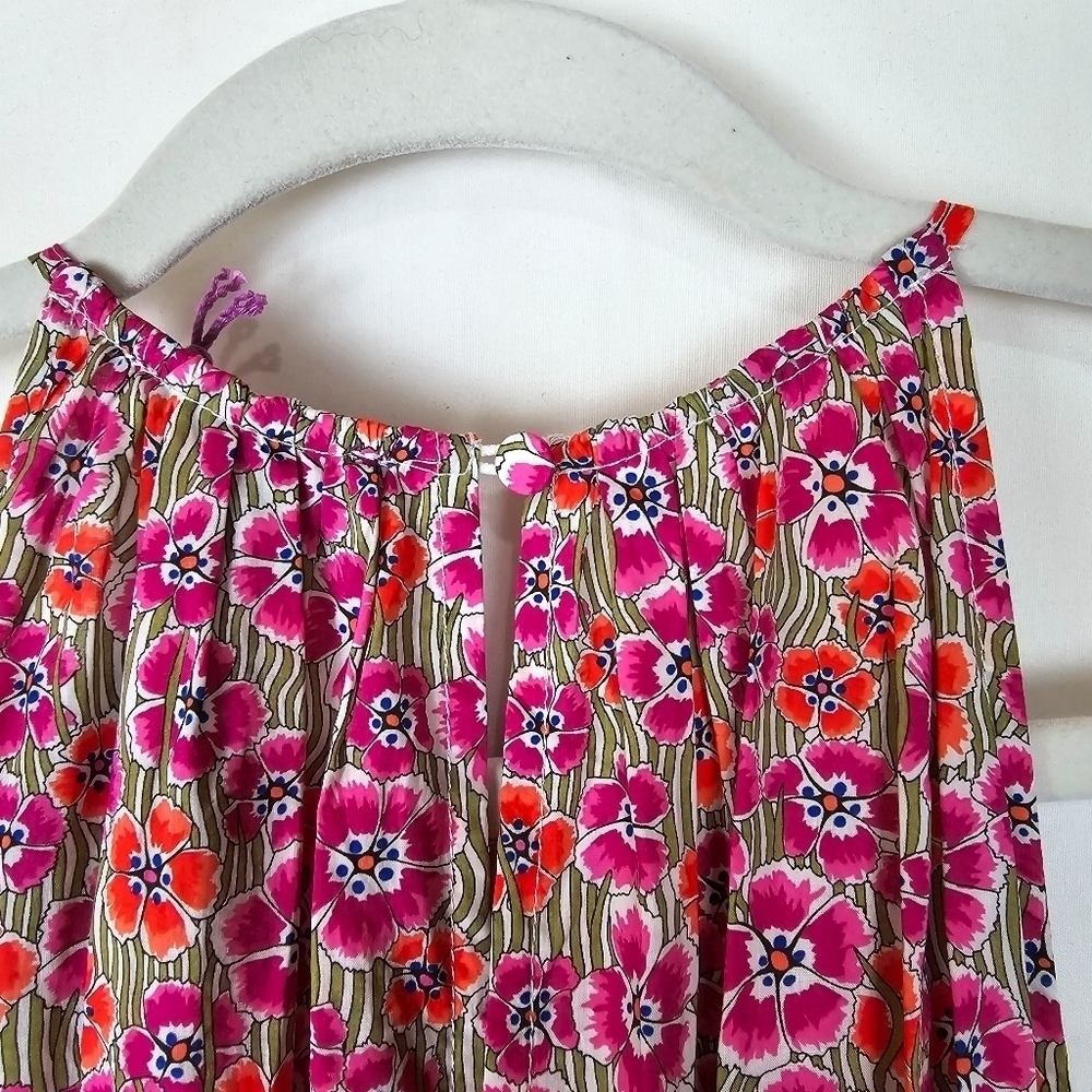 J. Crew Tie-Waist Halter Dress Liberty Ellie Fabric Ellie Ruth Pink Midi Dress - Picture 10 of 13